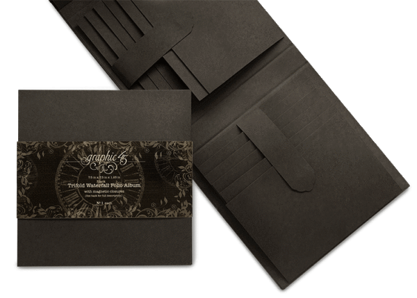 Graphic 45 Trifold Waterfall Folio Album Black